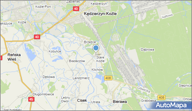 mapa Stare Koźle, Stare Koźle na mapie Targeo